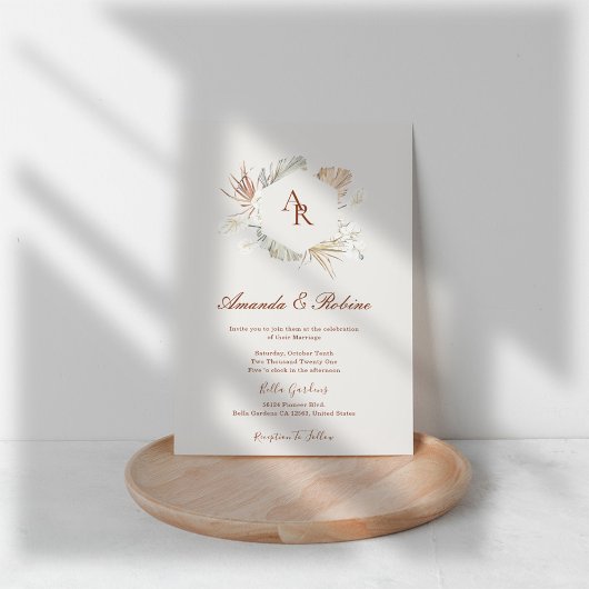 Boho Terracotta Wedding Invitation Kaart