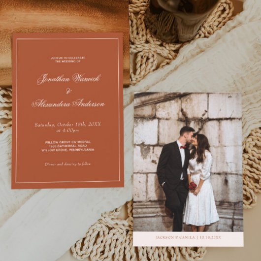 Boho Terracotta Wedding Invitation Kaart