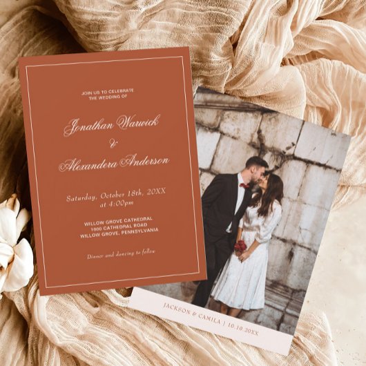 Boho Terracotta Wedding Invitation Kaart