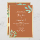 Boho Terracotta Wedding Invitation Kaart (Voorkant / Achterkant)