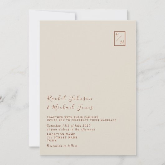 Boho Terracotta Wedding Invitation Kaart (Achterkant)