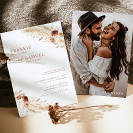 Boho Terracotta Wedding Invite, Foto Wedding Kaart