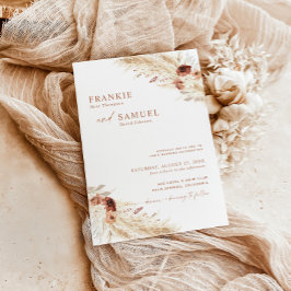 Boho Terracotta Wedding Invite, Modern Wedding Kaart