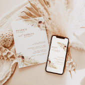 Boho Terracotta Wedding Invite, Modern Wedding Kaart