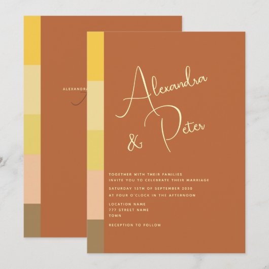 Boho Terracotta Wedding Kaart (Voorkant / Achterkant)