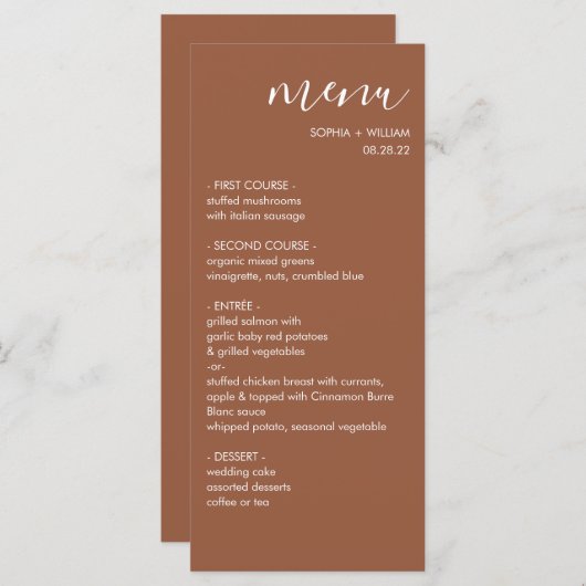 Boho Terracotta Wedding Menu (Voorkant / Achterkant)