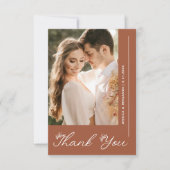 Boho Terracotta Wedding Photo Custom Bedankkaart (Voorkant)