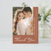 Boho Terracotta Wedding Photo Custom Bedankkaart (Staand voorkant)