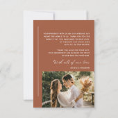 Boho Terracotta Wedding Photo Custom Bedankkaart (Achterkant)
