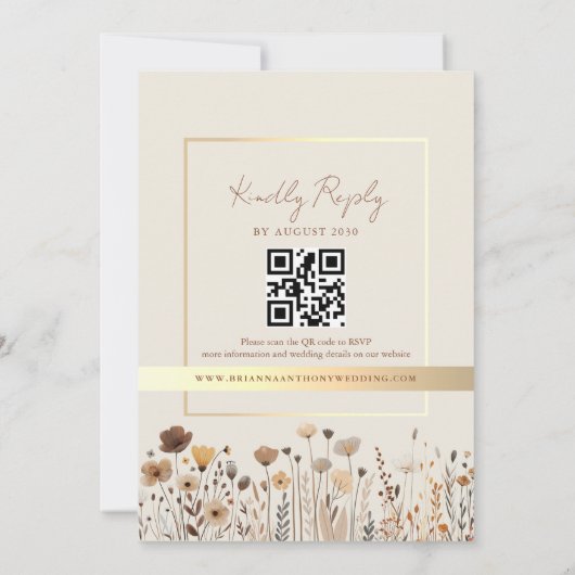 Boho Terracotta Wedding QR-code Kaart (Achterkant)