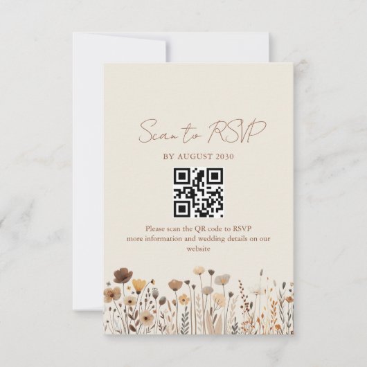 Boho Terracotta Wedding QR-code RSVP Kaartje (Voorkant)