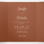 Boho Terracotta Wedding RSVP Details QR Code Foto Drieluik Uitnodiging (Binnenkant midden)