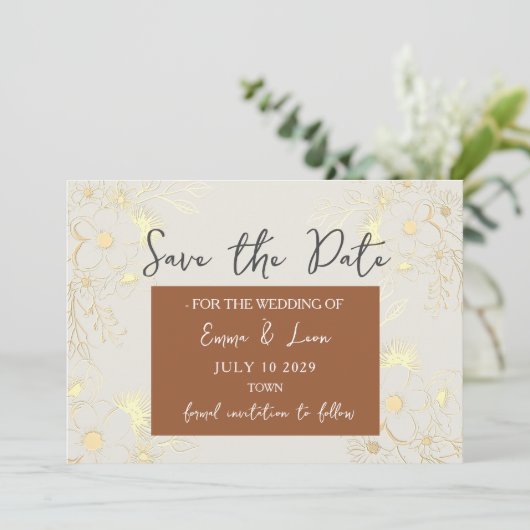 Boho Terracotta Wedding Save the Date (Staand voorkant)