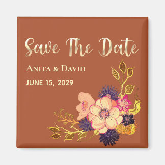 Boho Terracotta Wedding Save the Date Invitation Magneet