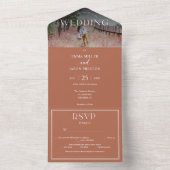 Boho Terracotta Wedding Uitnodiging met foto (Binnen)