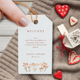 Boho Terracotta Wildbloemen Trouwgunst Cadeaulabel