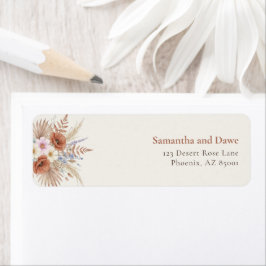 Boho Terracotta Wilde Bloem Adreskaart Etiket