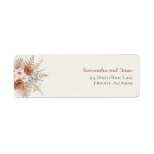 Boho Terracotta Wilde Bloem Adreskaart Etiket (Voorkant)