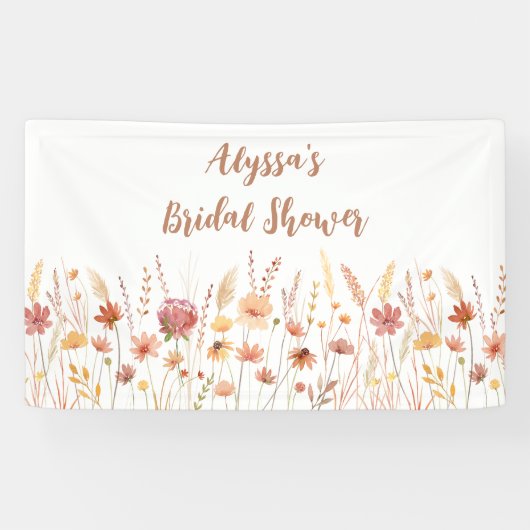 Boho Terracotta Wilde Bloem Bruidsdouche Spandoek (Horizontaal)