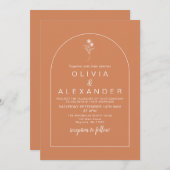 Boho Terracotta wilde bloem bruiloft Kaart (Voorkant / Achterkant)