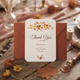 Boho Terracotta Wilde Bloem Herfst Bruiloft Bedankkaart
