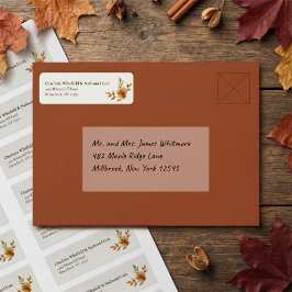 Boho Terracotta Wilde Bloem Herfst Bruiloft Etiket