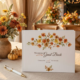 Boho Terracotta Wilde Bloem Herfst Bruiloft Gastenboek