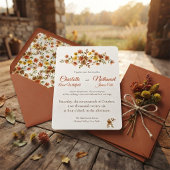 Boho Terracotta Wilde Bloem Herfst Bruiloft Kaart