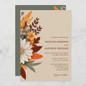 Boho Terracotta Wilde Bloem Herfst Bruiloft Kaart (Voorkant / Achterkant)