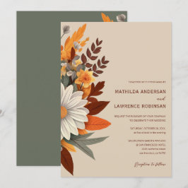 Boho Terracotta Wilde Bloem Herfst Bruiloft Kaart