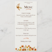 Boho Terracotta Wilde Bloem Herfst Bruiloft Menu (Voorkant)