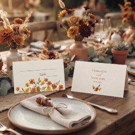 Boho Terracotta Wilde Bloem Herfst Bruiloft Plaatskaartje