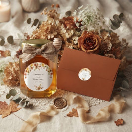 Boho Terracotta Wilde Bloem Herfst Bruiloft Ronde Sticker