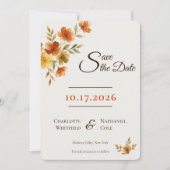 Boho Terracotta Wilde Bloem Herfst Bruiloft Save The Date (Voorkant)