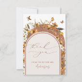 Boho Terracotta Wilde Bloemen Boog Bruidsdiner Bedankkaart (Voorkant)