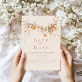 Boho Terracotta Wilde Bloemen Save the Date Kaart