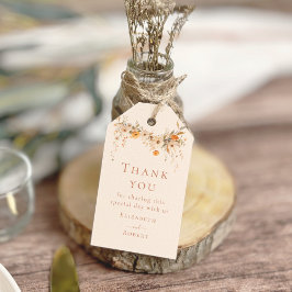 Boho Terracotta Wilde Bloemen Trouw Dankjewel Cadeaulabel