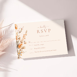 Boho Terracotta Wilde Bloemen Trouw RSVP Kaart