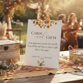 Boho Terracotta Wildebloem Kaarten en Cadeaus Brui Reclamebord Met Voetstuk