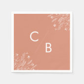 Boho Terracotta Wildebloem Monogram Tafelkleden Servet (Voorkant)
