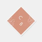 Boho Terracotta Wildebloem Monogram Tafelkleden Servet (Hoek)