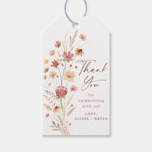 Boho Terracotta Wildflower Baby shower Cadeaulabel (Voorkant)