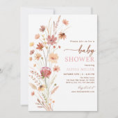 Boho Terracotta Wildflower Baby shower Kaart (Voorkant)