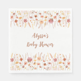 Boho Terracotta Wildflower Baby shower Servet