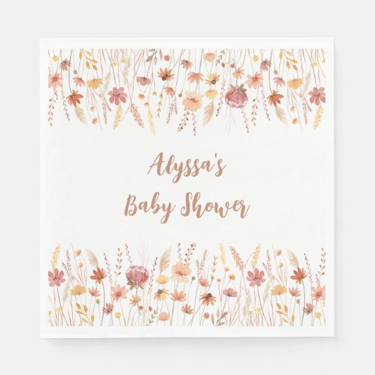 Boho Terracotta Wildflower Baby shower Servet (Voorkant)