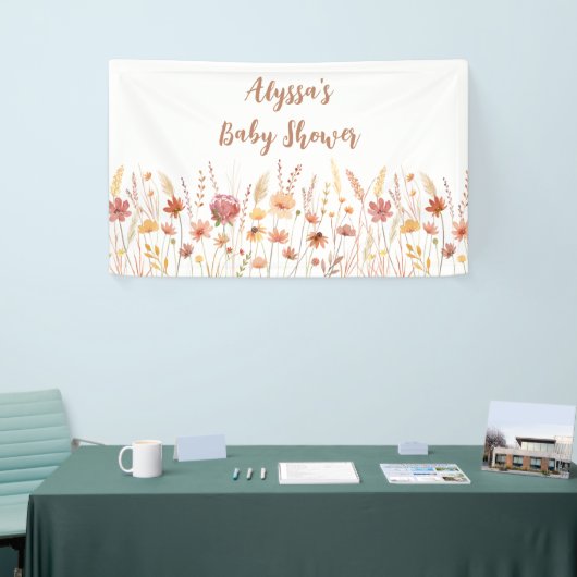 Boho Terracotta Wildflower Baby shower Spandoek (Beurs)