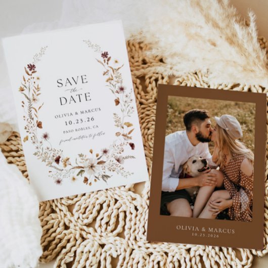 Boho Terracotta Wildflower bruiloft uitnodiging