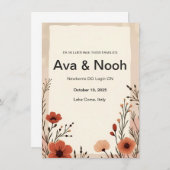 Boho Terracotta Wildflower bruiloft uitnodiging (Voorkant / Achterkant)