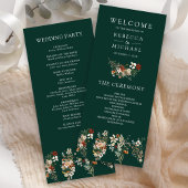 Boho Terracotta Wildflower Emerald Wedding Program