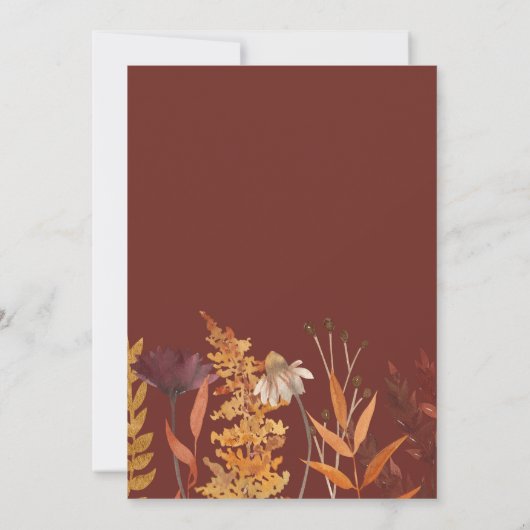 Boho Terracotta Wildflower herfst herfst bruiloft Kaart (Achterkant)